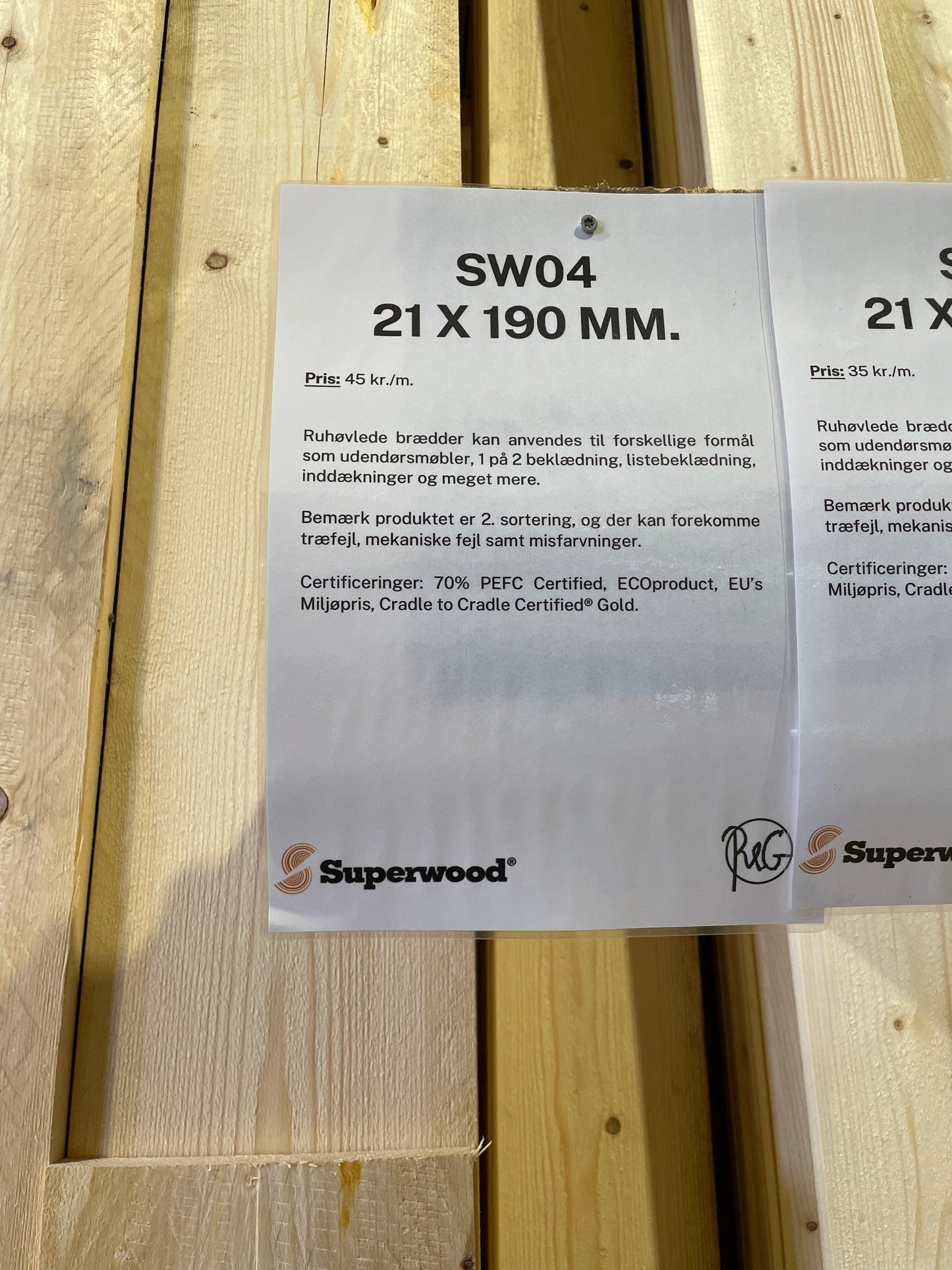 Her ses info på vores produkt Superwood SW04 21 x 190MM