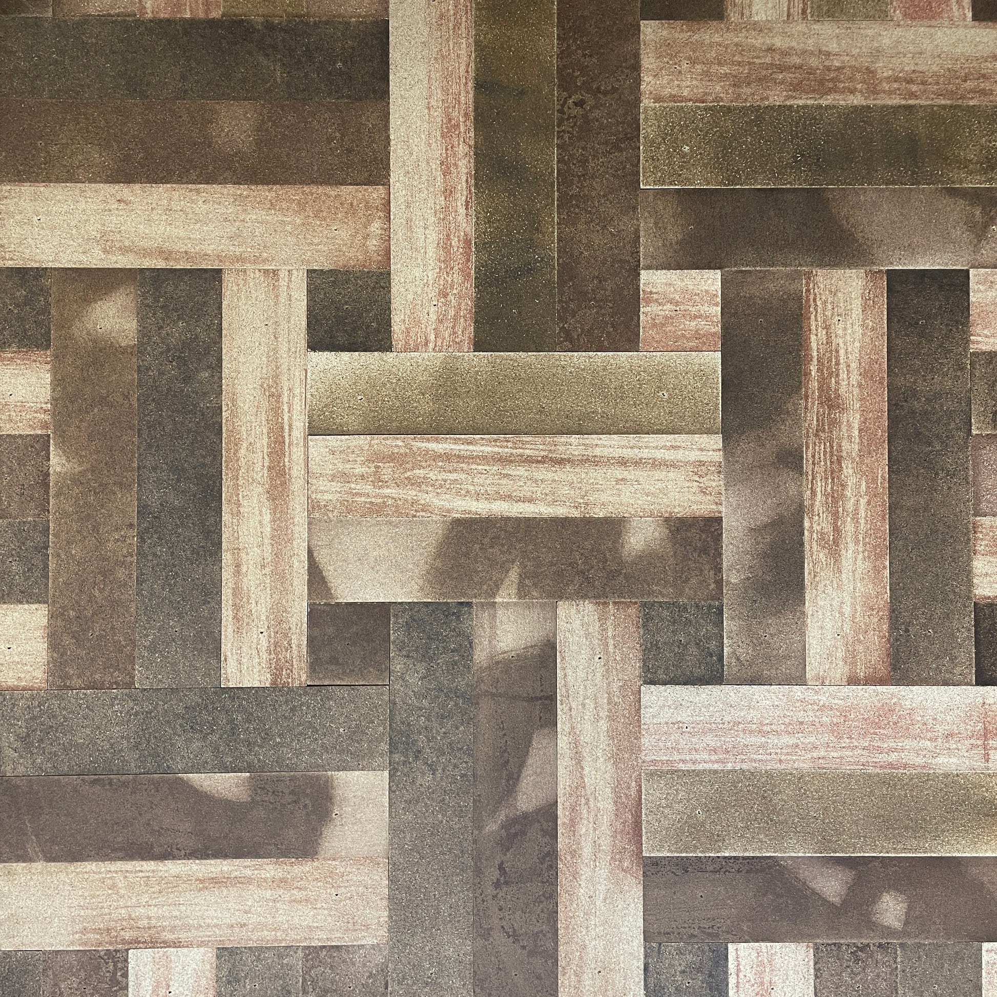 Vægbeklædning af spånplade i mønster med rektangler